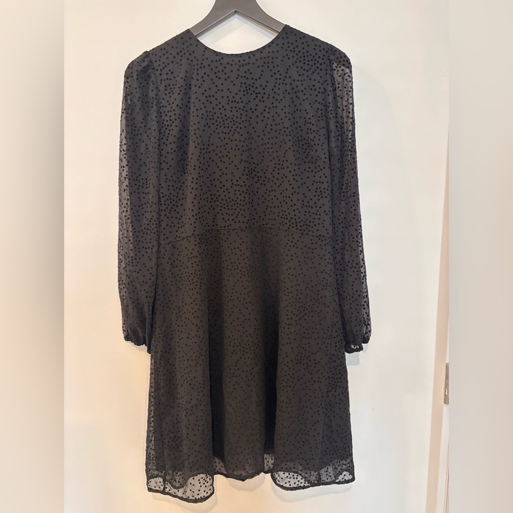 LOFT Black Long Sleeve Dress with Dots